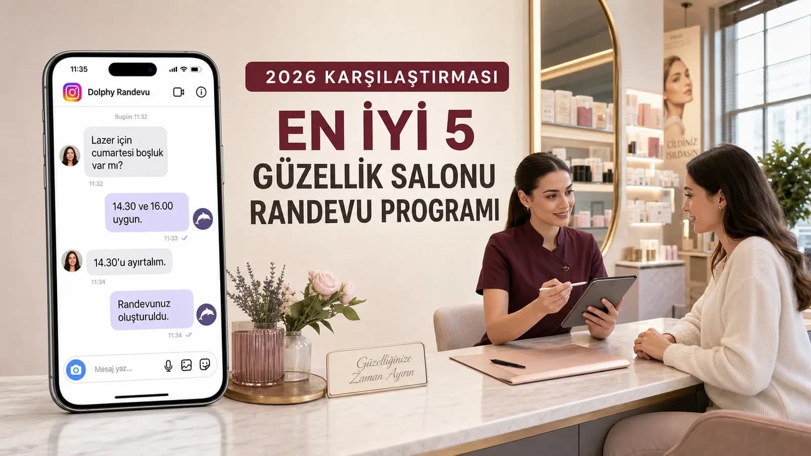 Güzellik salonu randevu programı kullanan ekip
