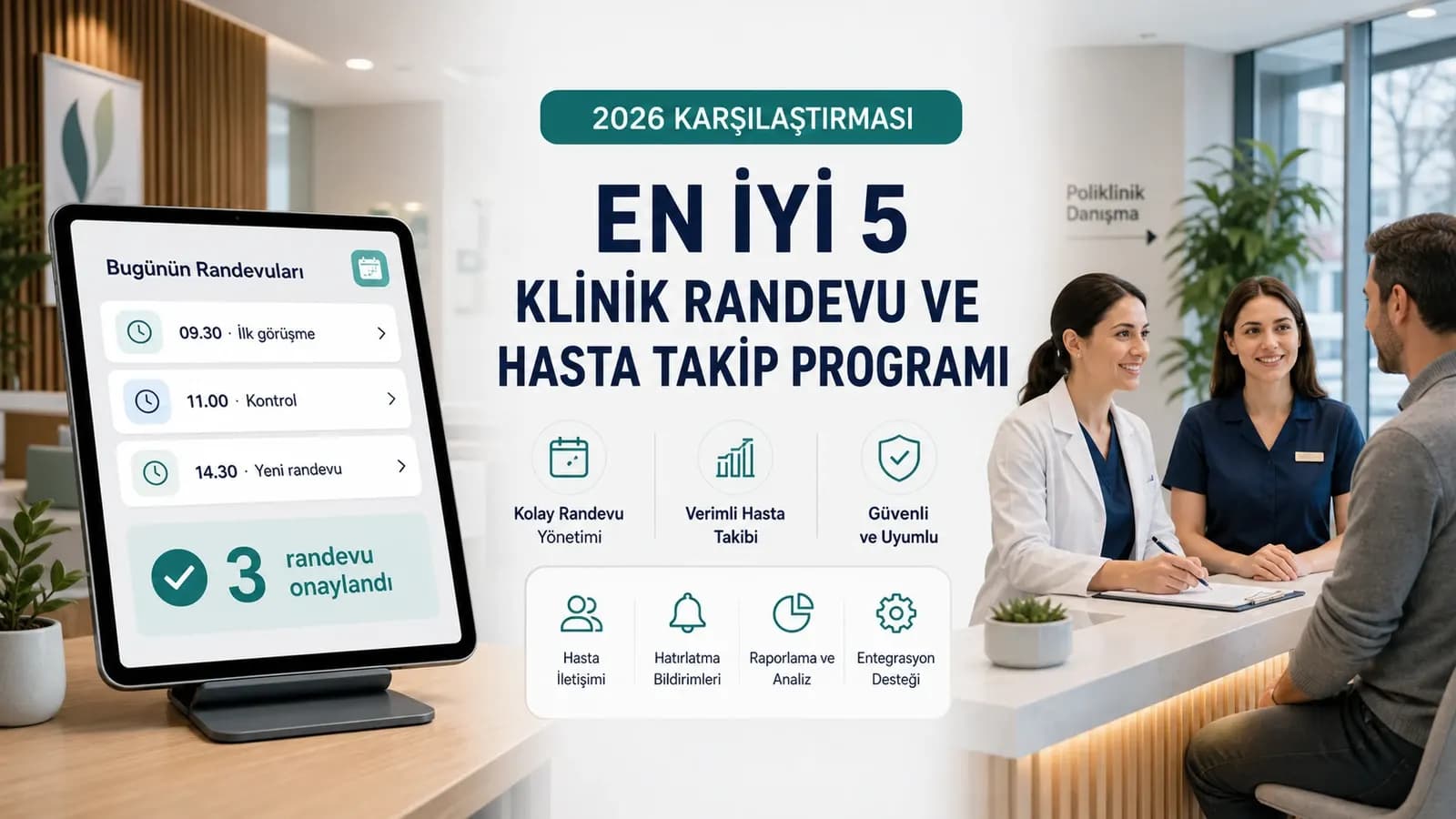 Klinik randevu ve hasta iletişim sistemi kullanan ekip