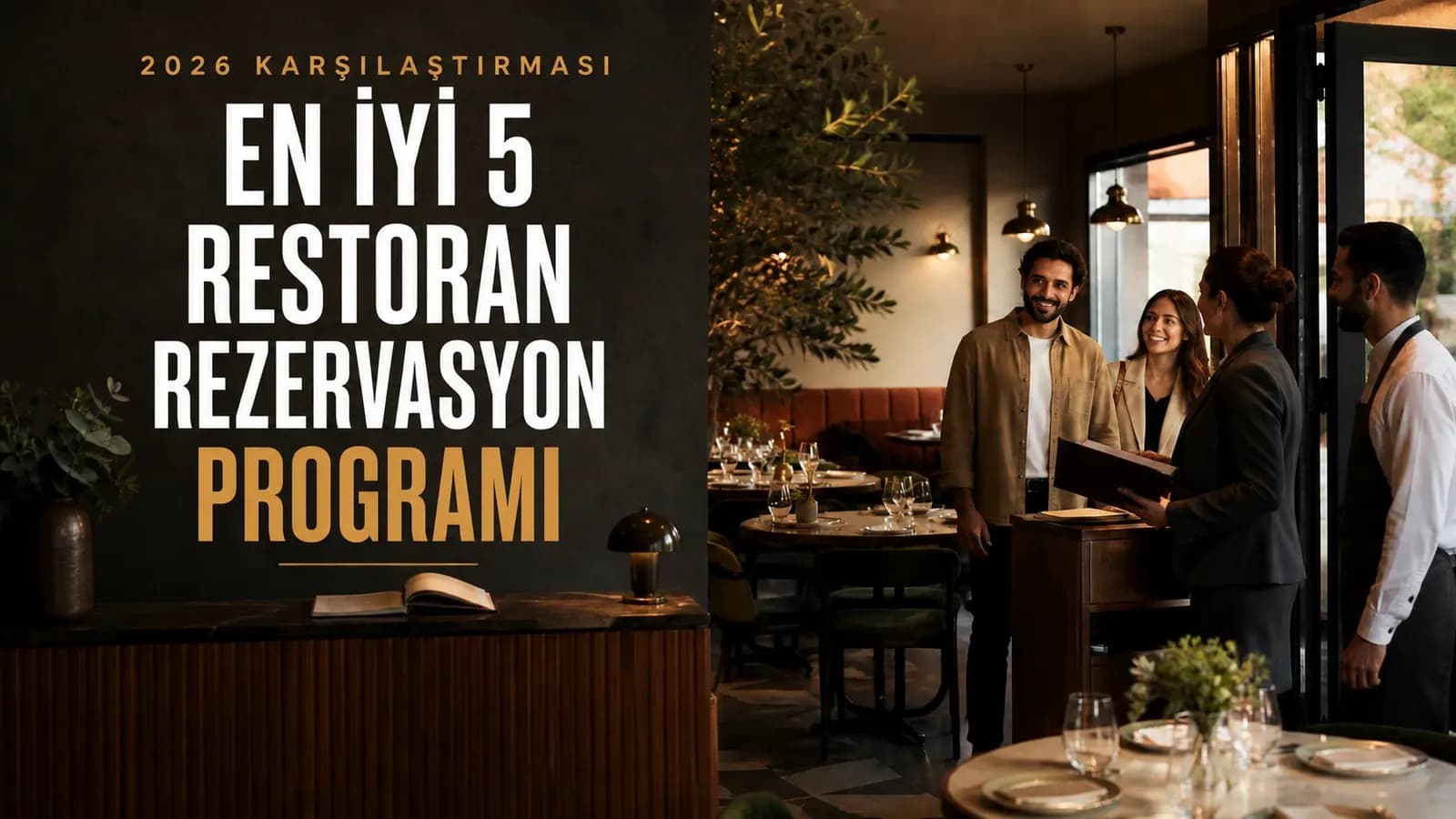 Restoran rezervasyon programı kullanan karşılama ekibi
